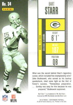 2016 Panini Contenders - Playoff Ticket #34 Bart Starr Back