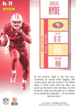 2016 Panini Contenders - Championship Ticket #20 Carlos Hyde Back