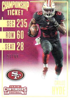 2016 Panini Contenders - Championship Ticket #20 Carlos Hyde Front
