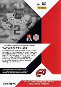 2017 Panini Elite Draft Picks #182 Taywan Taylor Back