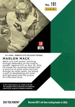 2017 Panini Elite Draft Picks #191 Marlon Mack Back