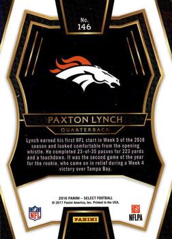 2016 Panini Select #146 Paxton Lynch Back