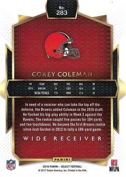 2016 Panini Select #283 Corey Coleman Back