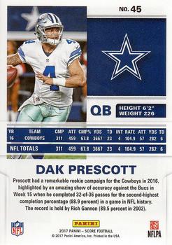 2017 Score #45 Dak Prescott Back