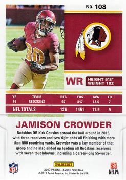 2017 Score #108 Jamison Crowder Back
