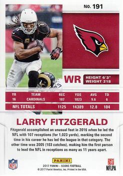 2017 Score #191 Larry Fitzgerald Back