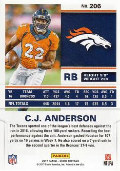 2017 Score #206 C.J. Anderson Back