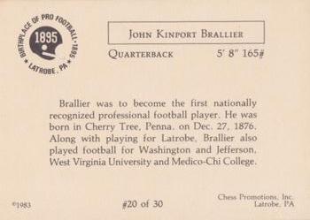 1983 Chess Promotions Birthplace of Pro Football #20 John Kinport Brallier Back