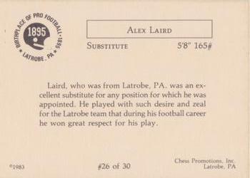 1983 Chess Promotions Birthplace of Pro Football #26 Alex Laird Back