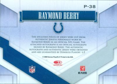 2016 Panini Honors - Recollection Collection #P-38 Raymond Berry Back