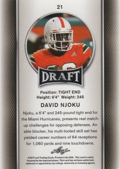 2017 Leaf Draft #21 David Njoku Back