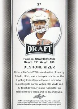 2017 Leaf Draft #27 DeShone Kizer Back