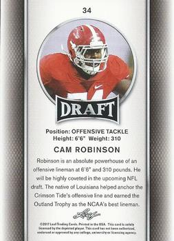 2017 Leaf Draft - Gold #34 Cam Robinson Back