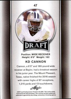2017 Leaf Draft - Gold #47 KD Cannon Back