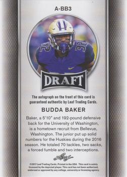 2017 Leaf Draft - Autographs #A-BB3 Budda Baker Back