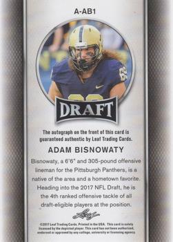 2017 Leaf Draft - Autographs Gold #A-AB1 Adam Bisnowaty Back