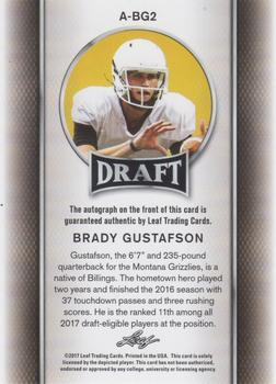 2017 Leaf Draft - Autographs Gold #A-BG2 Brady Gustafson Back