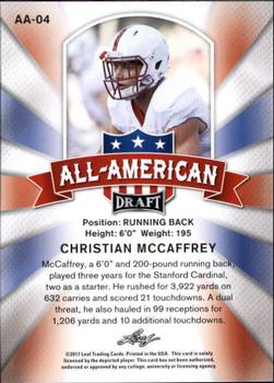 2017 Leaf Draft - All-American #AA-04 Christian McCaffrey Back