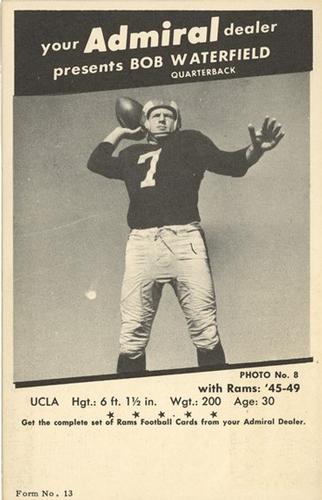 1950 Admiral TV Los Angeles Rams #8 Bob Waterfield Front