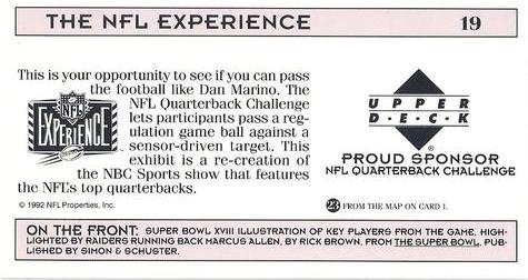 1992 NFL Experience #19 Super Bowl XVIII Back