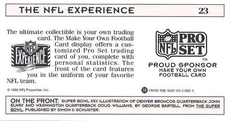 1992 NFL Experience #23 Super Bowl XXII Back
