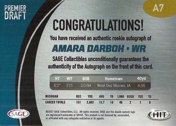 2017 SAGE HIT - Autographs #A7 Amara Darboh Back