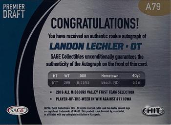 2017 SAGE HIT - Autographs #A79 Landon Lechler Back