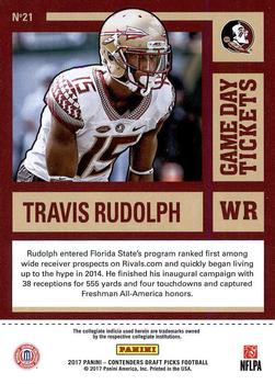 2017 Panini Contenders Draft Picks - Game Day Tickets #21 Travis Rudolph Back