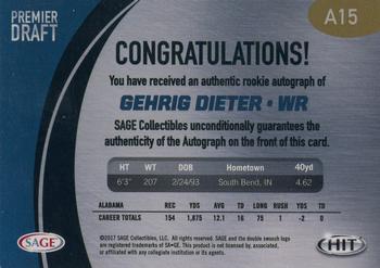 2017 SAGE HIT - Autographs Gold #A15 Gehrig Dieter Back