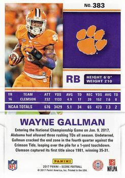 2017 Score - Artist's Proof #383 Wayne Gallman Back
