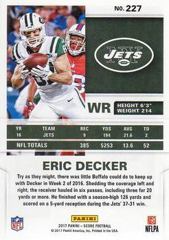 2017 Score - Green #227 Eric Decker Back
