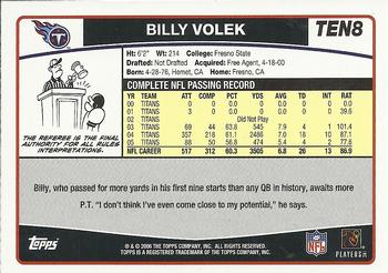 2006 Topps Tennessee Titans #TEN8 Billy Volek Back
