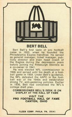 1974 Fleer Football Patches - Immortal Roll #NNO Bert Bell Back