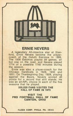 1974 Fleer Football Patches - Immortal Roll #NNO Ernie Nevers Back