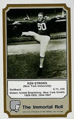 1974 Fleer Football Patches - Immortal Roll #NNO Ken Strong Front