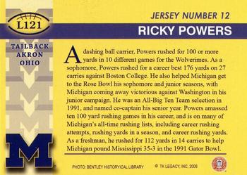 2002 TK Legacy Michigan Wolverines #L121 Ricky Powers Back