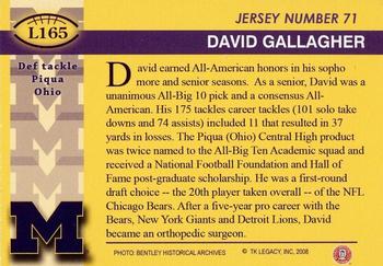 2002 TK Legacy Michigan Wolverines #L165 David Gallagher Back