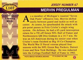 2002 TK Legacy Michigan Wolverines #L167 Mervin Pregulman Back