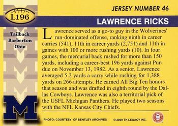 2002 TK Legacy Michigan Wolverines #L196 Lawrence Ricks Back