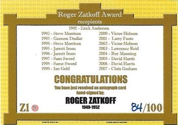 2002 TK Legacy Michigan Wolverines #Z1 Roger Zatkoff Back