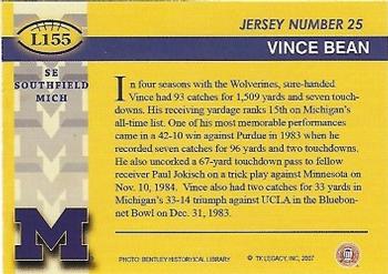 2002 TK Legacy Michigan Wolverines #L155 Vince Bean Back