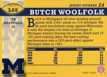 2002 TK Legacy Michigan Wolverines #L66 Butch Woolfolk Back