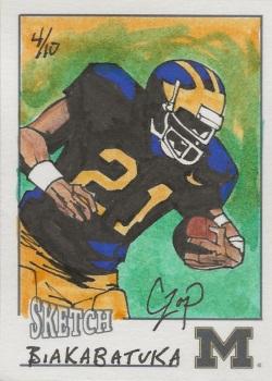 2002 TK Legacy Michigan Wolverines - Hand Drawn Sketches #NNO Tim Biakabutuka Front