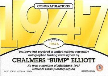 2002 TK Legacy Michigan Wolverines - National Champions Autographs #1947A Bump Elliott Back