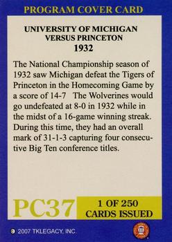 2002 TK Legacy Michigan Wolverines - Program Covers #PC37 1932 vs Princeton Back