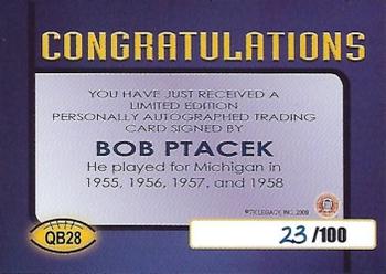 2002 TK Legacy Michigan Wolverines - Quarterback Club Autographs #QB28 Bob Ptacek Back