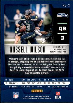2017 Panini Certified #3 Russell Wilson Back