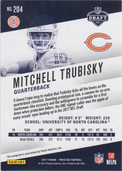 2017 Panini Prestige - Rookie Signatures Xtra Points Green #204 Mitchell Trubisky Back