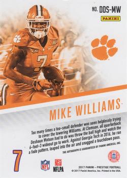 2017 Panini Prestige - Draft Day Signatures Red #DDS-MW Mike Williams Back