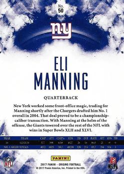2017 Panini Origins #50 Eli Manning Back